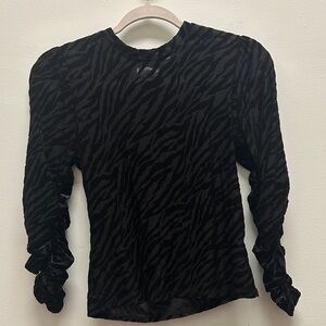 Black Zebra Print Long Sleeve Top
